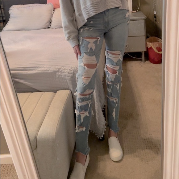 American Eagle Distressed Ripped Jeans Size 12 XLong - Picture 13 of 14